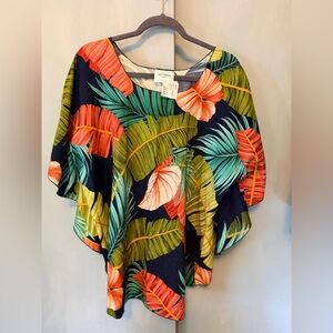 Tropical Leaf Print Blouse